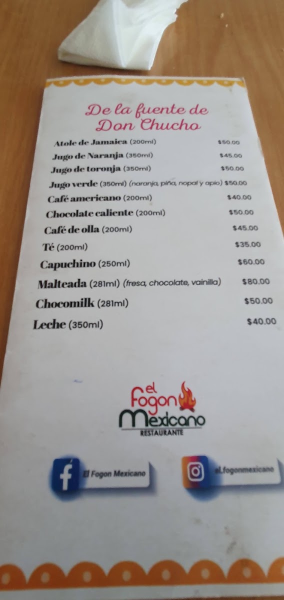 El Fogón Mexicano Menu - Image 1